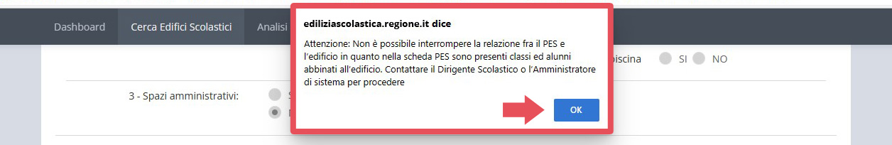 immagine pagina sezione A, stato dell'eficio, icona sgancia pes, avviso 