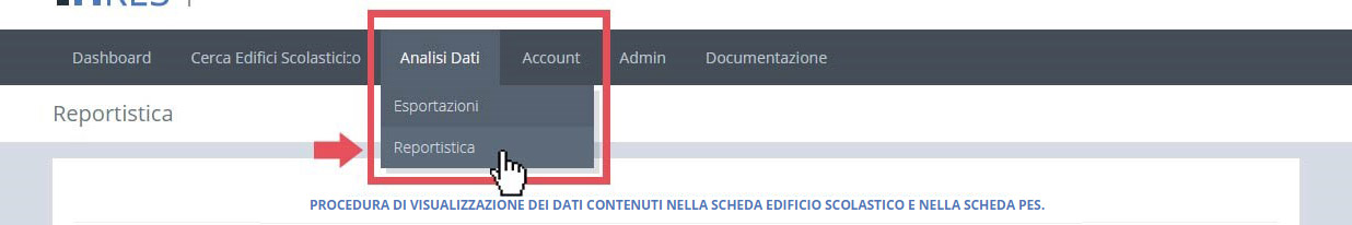 immagine menu analisi dati, reportistica